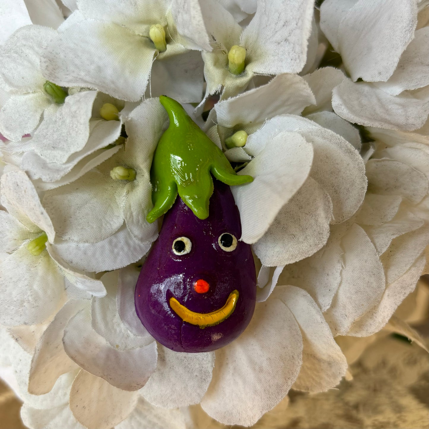 Happy Eggplant Magnet
